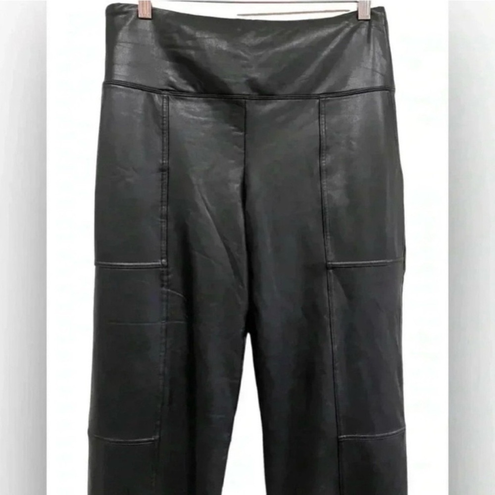Joie Faux Leather Vegan Wide Leg Cropped High
Waisted Pants - Picture 3 of 9